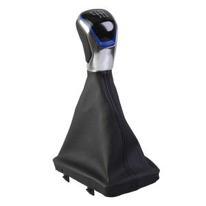 Poignée de levier de vitesses en cuir pour Audi, 5 ou 6 vitesses, ergonomique, avec surpiqûres rouges - Product Image 2