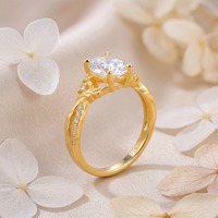 Bague de fiançailles en moissanite ovale plaquée or en argent sterling 925, avec bande texturée feuille de vigne et moissanite sertie à griffes