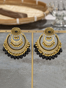 Bijoux ethniques pour femmes Boho Bohemia Jhumka Chandbali Indian PINK Dangling Tassel Pearl Stud Earrings For Women - Product Image 6
