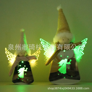 Wooden Angel <b>Light</b> Up Ornament Acrylic Mini Figure Christmas Desktop Decoration Gift - Product Image 4