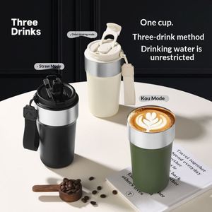 Food Grade 510Ml 17Oz Custom 304 Stainless Steel <b>Thermos</b> Vacuum Insulation Travel Car Coffee Tumbler <b>Cup</b> With Rope & Straw - Product Image 4