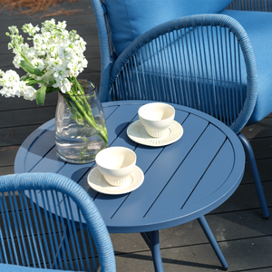 Superventas moderno marco de aluminio azul Patio jardín cinco piezas <span class=keywords><strong>Bristo</strong></span> conjunto combinación cuerda salón silla sofá muebles de exterior - Product Image 4