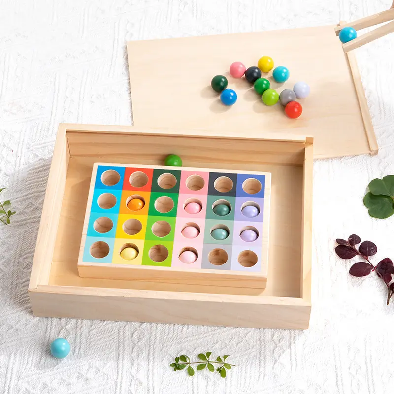 Holz Regenbogen Vorschule Waldorf Spielzeug Farb passendes Spiel Montessori Inspirierte Farbe Sortieren Bälle Aktivität Spielzeug für Kinder Geschenk