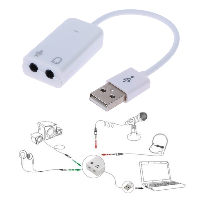 USB 2.0 Jack External USB Sound Card 3D Audio Headset Microphone Earphone 7.1 Channel Adapter for Laptop