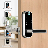Serrure de porte intelligente avec poignée biométrique à empreinte digitale et serrure numérique Ttlock Tuya pour la sécurité domestique des portes intérieures en bois modernes