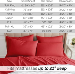 Parure de draps en microfibre de luxe, facile d'entretien, résistante aux plis, à la décoloration et aux taches, avec poche extra profonde de 21 pouces - Product Image 6