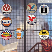 Juego de Letreros Metálicos Redondos Vintage de Gasolina y Petróleo, Decoración Retro para Pared de Casa, Garaje o Cuarto de Hombre