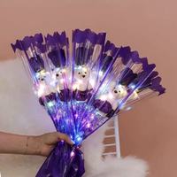 Bouquets d'ours lumineux LED de 40 cm en gros – Cadeaux promotionnels pour la Fête des Mères et la Saint-Valentin – Accessoires DIY – Bouquet de roses en savon