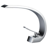 Grifo de Lavabo Moderno con Válvula de Disco Cerámica, Acabado Cromado, Monomando, Cascada, Mezclador de Agua Fría/Caliente para Lavabo de Baño