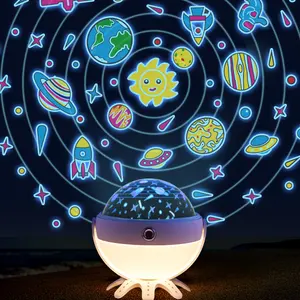 Lámpara de noche proyector cielo estrellado luz nocturna proyector dormitorio decoración Bluetooth música giratoria luz de noche para niños regalo para niños