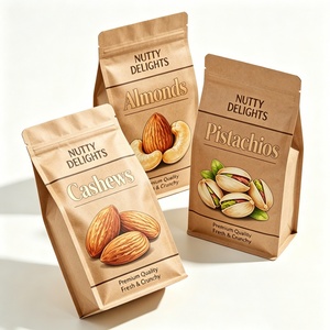 Sacs alimentaires biodégradables en papier kraft PLA avec fermeture éclair et fenêtre transparente, personnalisables avec logo, pour snacks, biscuits, noix, emballage alimentaire - Product Image 4