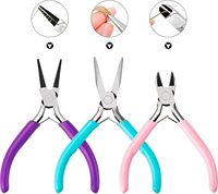 Kit de 3 pinces à bijoux pour la fabrication de bijoux, comprenant des pinces à bec effilé, des pinces à bec rond et des coupe-fils