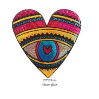 Parche de lentejuelas Ojo Turco, insignia bordada en forma de corazón, aplique Ojo que todo lo ve en forma de pirámide, termoadhesivo para chaquetas vaqueras, ropa y manualidades DIY
