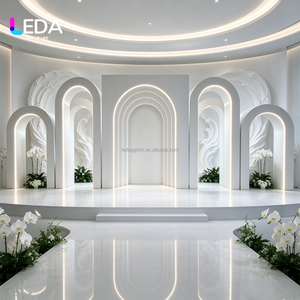 LEDA Ensemble de 5 arches lumineuses LED modernes blanches, fond de scène personnalisé pour mariages et événements, cadre arqué pour cérémonies - Product Image 1