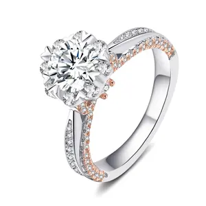 शादी के छल्ले 925 स्टर्लिंग चांदी moissanite अंगूठी सफेद सोना मढ़वाया सगाई की अंगूठी महिलाओं