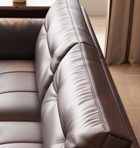 Sofá Chesterfield de Cuero Genuino Marrón, Estilo Retro Americano de Lujo, Juego de Muebles para Sala de Estar - Product Image 6