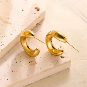 Pendientes Geométricos Exagerados con Forma de Corazón, Fruta y Flor para Mujer, Acero Inoxidable, Joyería Moderna para Fiesta, Chapado en Oro de 14K - Product Image 3
