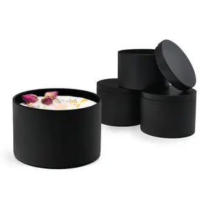 Hot Sale Round Metal Tea Candy Container 4oz 8oz 16oz black candle Tin Can Gift Box Tinplate Scented Tin Candle Jars