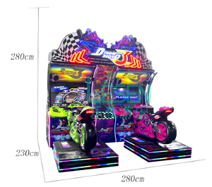 Machine d'arcade de course de motos dynamique et connectable pour 2 joueurs, simulateur à monnayeur pour centres de jeux compétitifs multijoueurs - Product Image 3