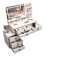 Table de maquillage moderne de haute qualité avec panneau en bois de petite taille, armoire de rangement éclairée pour la chambre à coucher et le salon