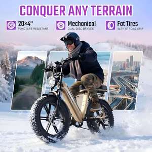 Bicicleta Eléctrica R7 Fatbike 48V <span class=keywords><strong>de</strong></span> Litio, Bicicleta Eléctrica Deportiva <span class=keywords><strong>de</strong></span> Montaña, Cuadro <span class=keywords><strong>de</strong></span> Acero <span class=keywords><strong>de</strong></span> 20 Pulgadas, Neumáticos Gruesos, Bicicleta Eléctrica <span class=keywords><strong>Mtb</strong></span>, Ebike - Product Image 6