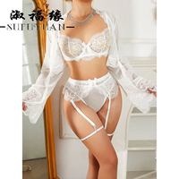 B897 Ensemble de Lingerie Sexy pour Femme avec Bretelles Fines, Dentelle Évidée et Porte-Jarretelles – Vêtement de Nuit Intime – Vente en Gros Usine