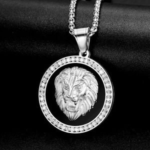 Collar con Colgante de Cabeza de León Chapado en Oro, Acero Inoxidable con Microincrustaciones de Zirconia, Joyería Hip Hop para Hombre - Product Image 2