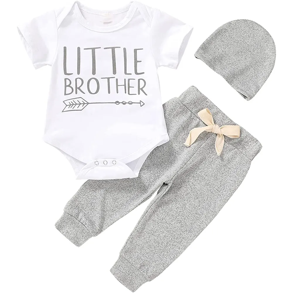 Baby Boy Kleding Pasgeboren Baby Bodysuit Zomer Katoen Korte Mouw Romper + Broek + Hoed Outfits Set