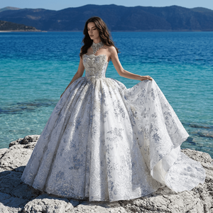 Vestido de novia de alta gama Jancember con patrón de bordado de encaje pesado, romántico, digno y delicado. - Product Image 1