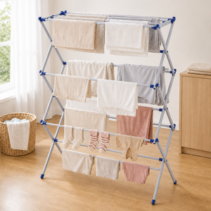 Séchoir à <span class=keywords><strong>linge</strong></span> pliable et rétractable en métal Dreamland en stock pour l'organisation et le rangement des vêtements et serviettes - Product Image 1
