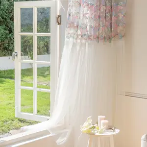 Cortinas transparentes bordadas románticas para sala de estar, cortinas de gasa florales, cortinas de ventana, cortinas para dormitorio de niñas