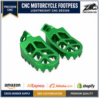 Repose-pieds de moto CNC pliables, plateforme large, aluminium anodisé vert, clous antidérapants pour moto tout-terrain CRF/Yamaha YZ/KX/RMZ