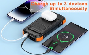 Banco de Energía <span class=keywords><strong>Solar</strong></span> Multifuncional de 20000mAh con Manivela, Carga Inalámbrica, Paneles Solares Desmontables, Encendedor de Cigarrillos de 12V - Product Image 5