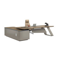Escritorio Ejecutivo Modular de Madera Moderna y Lujosa Liyu, con Cerradura de Huella Digital, Lámpara de Ambiente, Personalizable, Muebles para Oficina en Casa