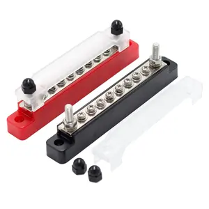 8 Way Bus Bars 100A 48V Busbars #8-32 Terminals Distribution Block With Cover Wiring Busbars