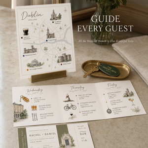 Suite di Cancelleria Personalizzata per Matrimoni all'Estero, Invito con <span class=keywords><strong>Mappa</strong></span> Illustrata della Città <span class=keywords><strong>e</strong></span> Carta d'Imbarco con Itinerario del Weekend - Product Image 2