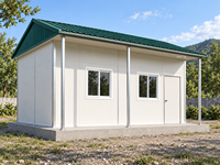Petite maison préfabriquée de luxe contemporaine de type T, structure en acier, panneaux sandwich, ignifuge, isolation thermique, résistant à l'humidité