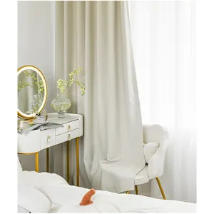 Özelleştirilmiş tasarım 110 "inç 280cm genişlik polyester perde kumaşı keten karartma oturma odası için
