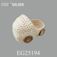 EG25194 9X5CM Mini poussette tricotée à la main DIY, poussette bébé en crochet faite à la main, berceaux pour bébé pour baby shower et baptême