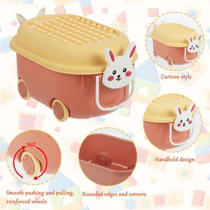 Boîte de rangement empilable en plastique pour enfants, canard de dessin animé mignon, organisation de jouets pour enfants, grands bacs de rangement - Product Image 3