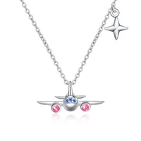 Personalizado yfn moda 925 jóias mulheres avião pingente, de prata avião colar