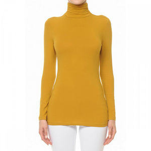 Camiseta <span class=keywords><strong>de</strong></span> <span class=keywords><strong>Cuello</strong></span> Alto Personalizada <span class=keywords><strong>de</strong></span> Alta Calidad 100% Algodón para Mujer, <span class=keywords><strong>Manga</strong></span> <span class=keywords><strong>Larga</strong></span> - Product Image 6