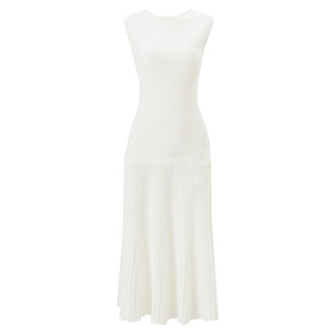 <span class=keywords><strong>Abito</strong></span> Elegante Semplice e Lusinghiero <span class=keywords><strong>in</strong></span> <span class=keywords><strong>Maglia</strong></span> a Mezza Lunghezza da Donna, Tinta Unita, Girocollo, Senza Maniche, <span class=keywords><strong>Plissettato</strong></span>, per Uso Quotidiano e Pendolarismo - Product Image 5