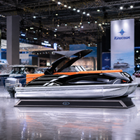 Bateau ponton de luxe S-22A, directement de l'usine, coque en aluminium, sièges personnalisés, console, écran, pêche, moteur hors-bord 200 CV, 12 personnes