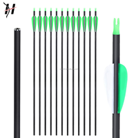 Flèche en carbone HT OEM 31 pouces pour la chasse, Spine 200-1000, Plume en caoutchouc, Pointe en acier pour arc classique, arc à poulies et longbow