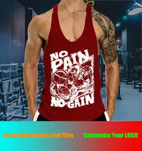 Summer Running Training Sleeveless T-shirt Custom LOGO Loose Breathable I-word Sports Vest Men's Fitness Tank Tops