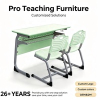 Ensemble bureau et chaise double en plastique à hauteur réglable, mobilier scolaire personnalisable pour salle de classe, école, maison, bureau, usage scolaire