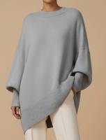 Nouveautés 2026 – Pull en maille ample et chaud pour femme, coupe irrégulière, manches chauve-souris, style oversize, vente en gros