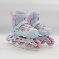 Patins à roulettes ajustables pour enfants, coque en PE, doublure en maille de velours, châssis en aluminium, roues clignotantes en PU, roulements ABEC-7, durables