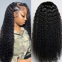 Perruque bouclée crépue 13x4 HD Lace Front, cheveux humains vierges péruviens 10A, noir naturel, pré-épilée avec baby hair
